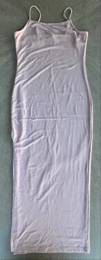 Fourteen Twelve Light Pink Ribbed Bodycon Maxi Dress Size L - Y2K Boho Chic